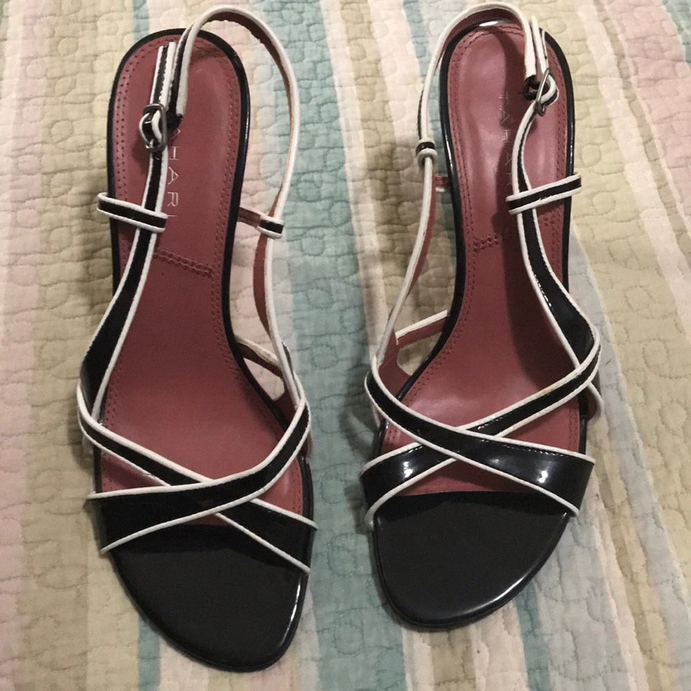 Tahari Black and White slingback heels